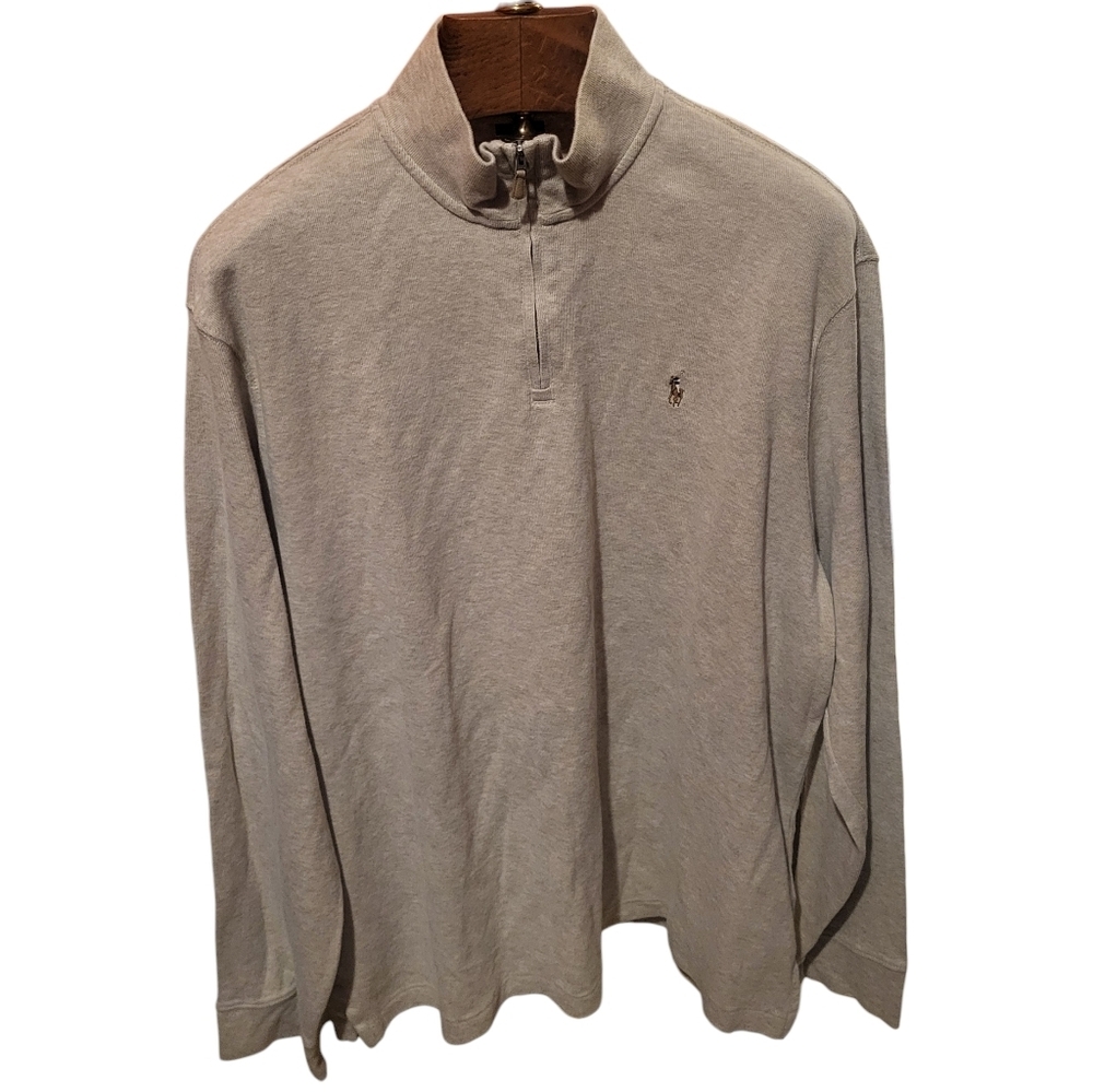 Polo Ralph Lauren Estate Rib Quarter Zip Sweater Tan Beige Size XXL